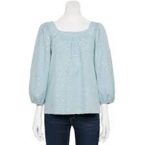 LC Lauren Conrad Sky Blue Blouse Subtle Sparkle